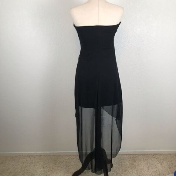 Teaze Me Y2K retro black strapless pull on high/low party prom mini dress 6* - Picture 5 of 12